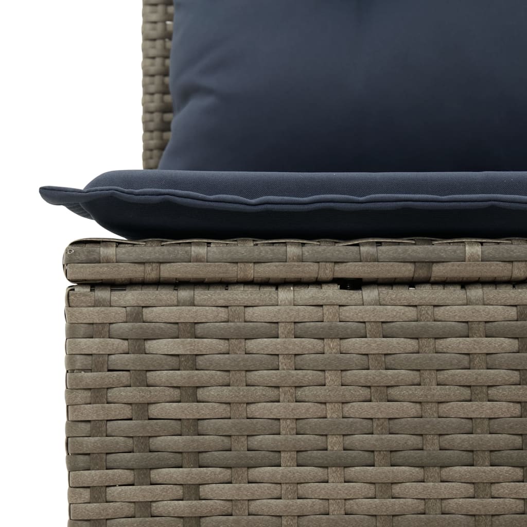 6 Piece Garden Sofa Set with Cushions Gray Poly Rattan