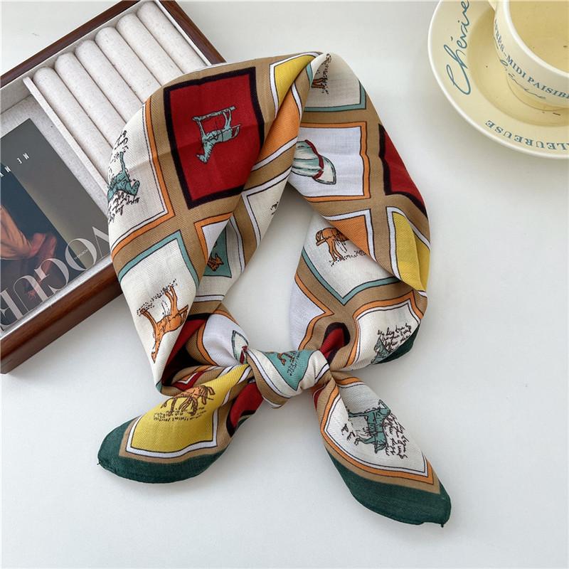 Cotton Linen Print Square Scarves Neckerchief Kerchief Headscarf Women Decorative Scarf Bandanas Headband 65cm Neck Wraps Shawls