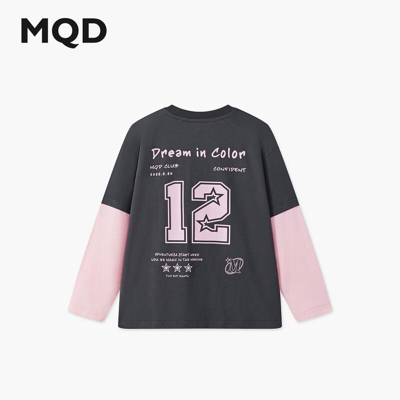 MQD Modisches Mädchen-T-Shirt mit Langarm, Faux Two-Piece