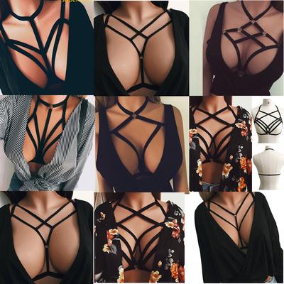 Dames harnasbeha, elastische kooibeha, strappy uitgehold beha, bustier