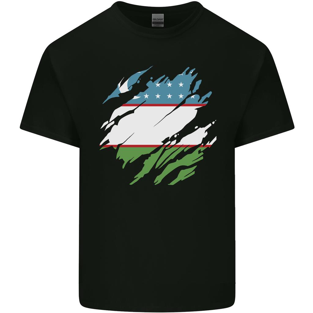 Torn Uzbekistan Flag Uzbek Day Football Unisexs Light Cotton TShirt