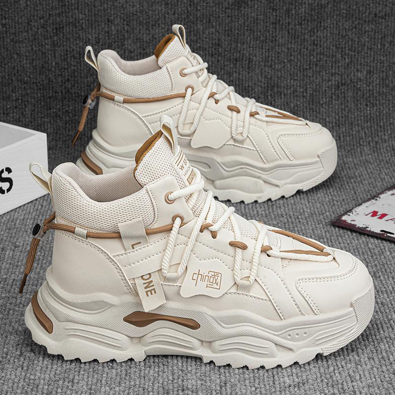 

Мужские высокие кроссовки зима новый тренд нишевые оригинальные спортивные и повседневные студенческие на толстой подошве увеличивающие рост кожаные папины модные кроссовки 44