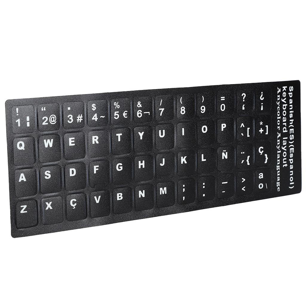 Keyboard Sticker Spanish Waterproof Black Background for 10in To 17in Laptop Notebook Desktop Computer