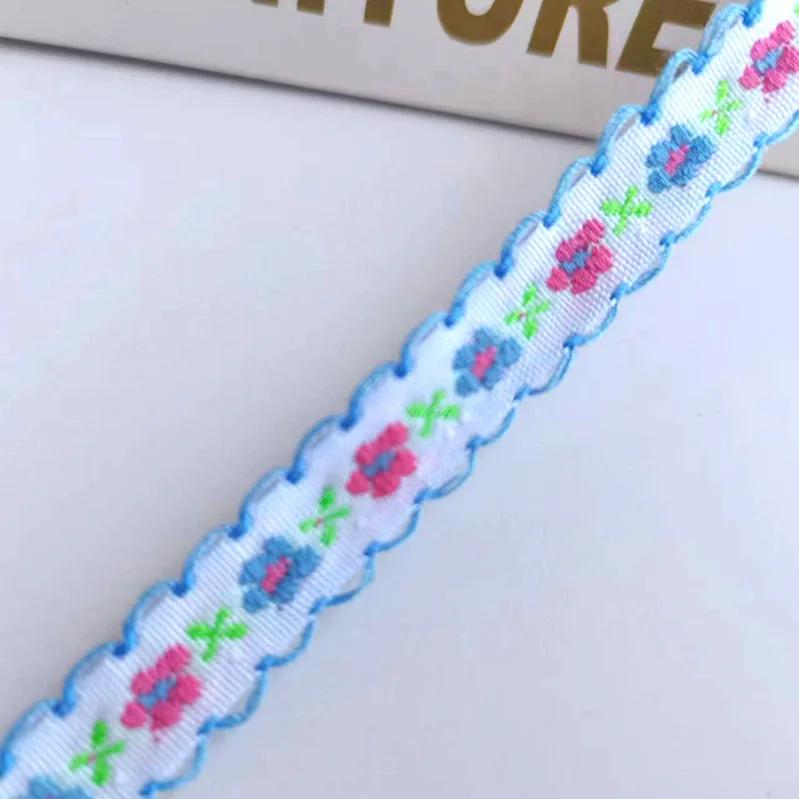 1cm Wide 22yard Ethnic Embroidery Lace Trim Countryside Style Ethnic Woven Ribbon Decoration Small Floral Clothing Accessory