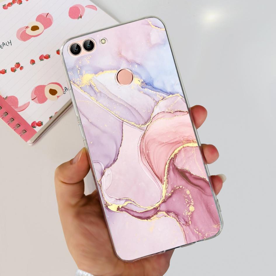 For Huawei P Smart Case FIG-LX1 FIG-LX2 FIG-LX3 Back Cover Fashion Flower Marble Clear Silicone Soft Funda For PSmart 2018 Coque