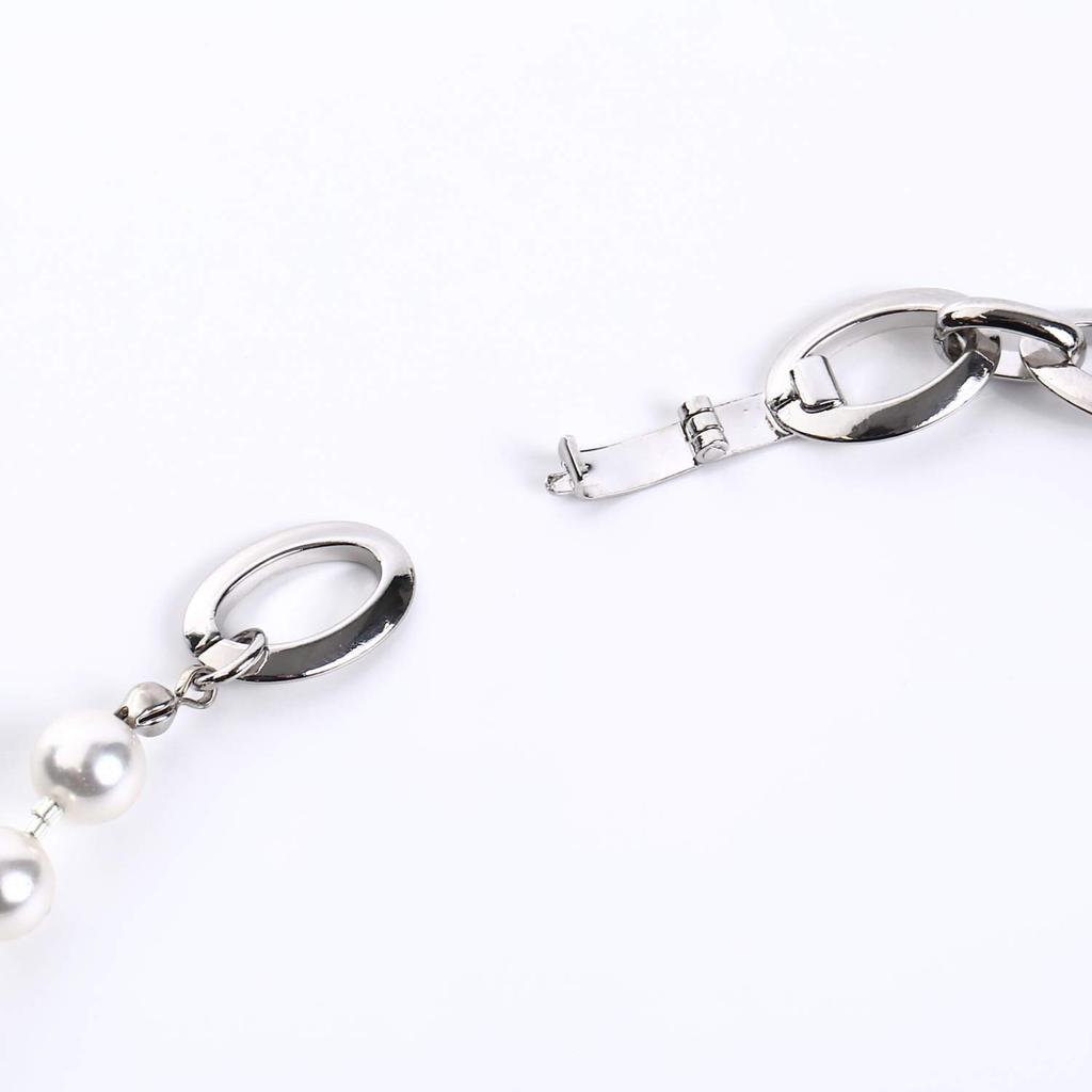 [Produced by Yumi Katsura] Pearl Chain Necklace, Large Pearls (7mm, 8mm, 9mm, 10mm), ShortLong Length, for Women, Suitable for Formal Occasions (Grey)