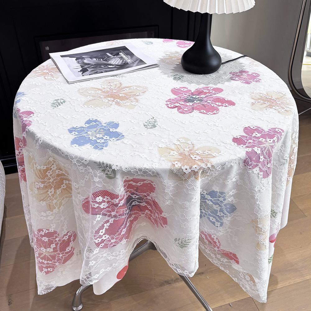 Lace Floral Tablecloth Desk Flannel Fabric Decoration Small Coffee Table Bedside Table Rectangular Retro Korean Style
