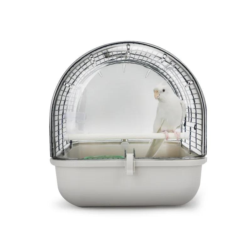 Outdoor Portable Bird Transport Cage Pet Parrot Cage with Feeder Transparent Detachable Small Parrot Carrier Cage Bird Supplies