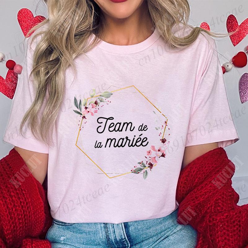 EVJF Future Bride T-shirt French Bridal Wedding Team Bride Tops Unisex Bachelorette Hen Party Tshirt Floral Bridesmaid Tees