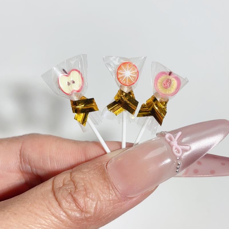 6Pcs Fruit Lollipop Model Decoration 1:12 Dollhouse Miniature Candy Diy Accessories Kitchen Food And Play Toys Photography Props