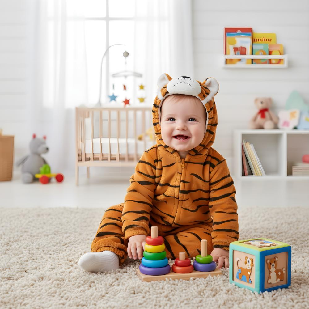Pyjama Onesie Kostüm Verkleidung Schlafanzug Tiger Baby 90: 78-86 Cm
