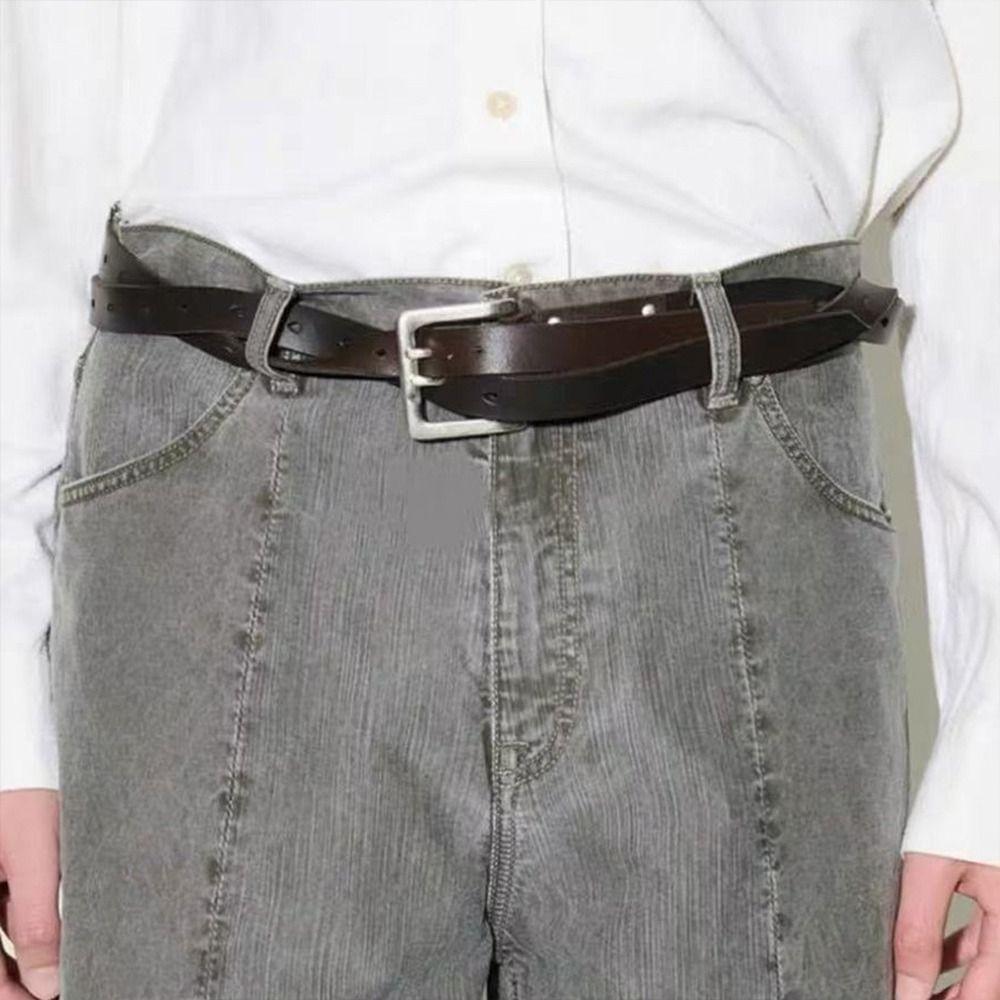 Y2K Leather Belt Personalized Waist Chain Jeans Pants Decor Hiphop Jeans Belt