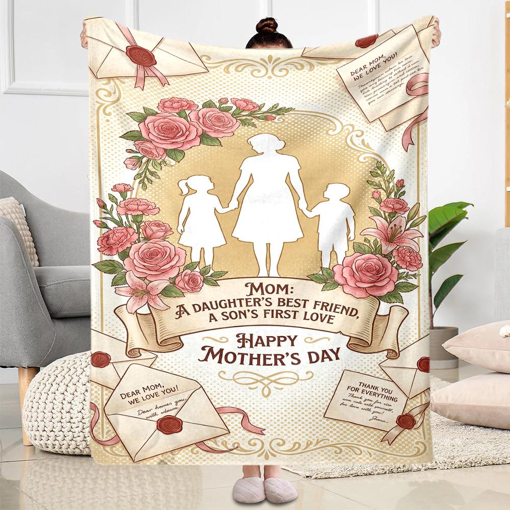 Mother's Day Love Blanket Suitable for Sofas,travel, Living Rooms Also a Good Gift for Friends and Family Suitable for All Seasons.