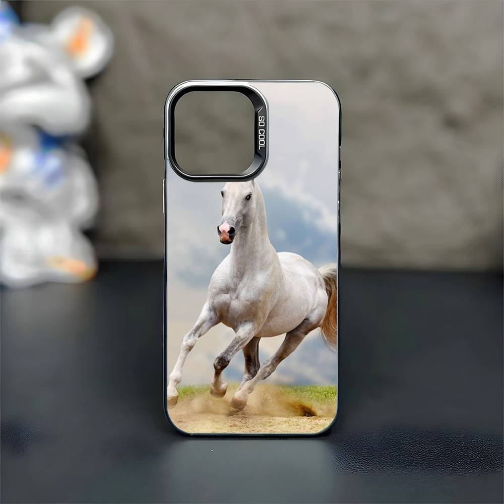 Horse Great Beauty Galloping Phone Case For iPhone17,16,15,14,13,12,11 Plus,Pro Max Black Matte Shockproof Cover