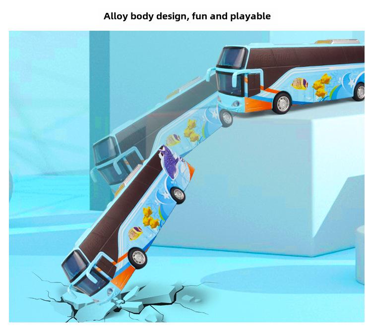 Alloy Passenger Bus Model with Sound, Light, and 5-Doors: Creative Decorative Toy