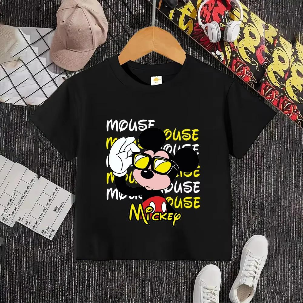 Mickey Summer 2026 New Fashion Boys and Girls Children's T-Shirt Cartoon Anime Children's Clothing Top