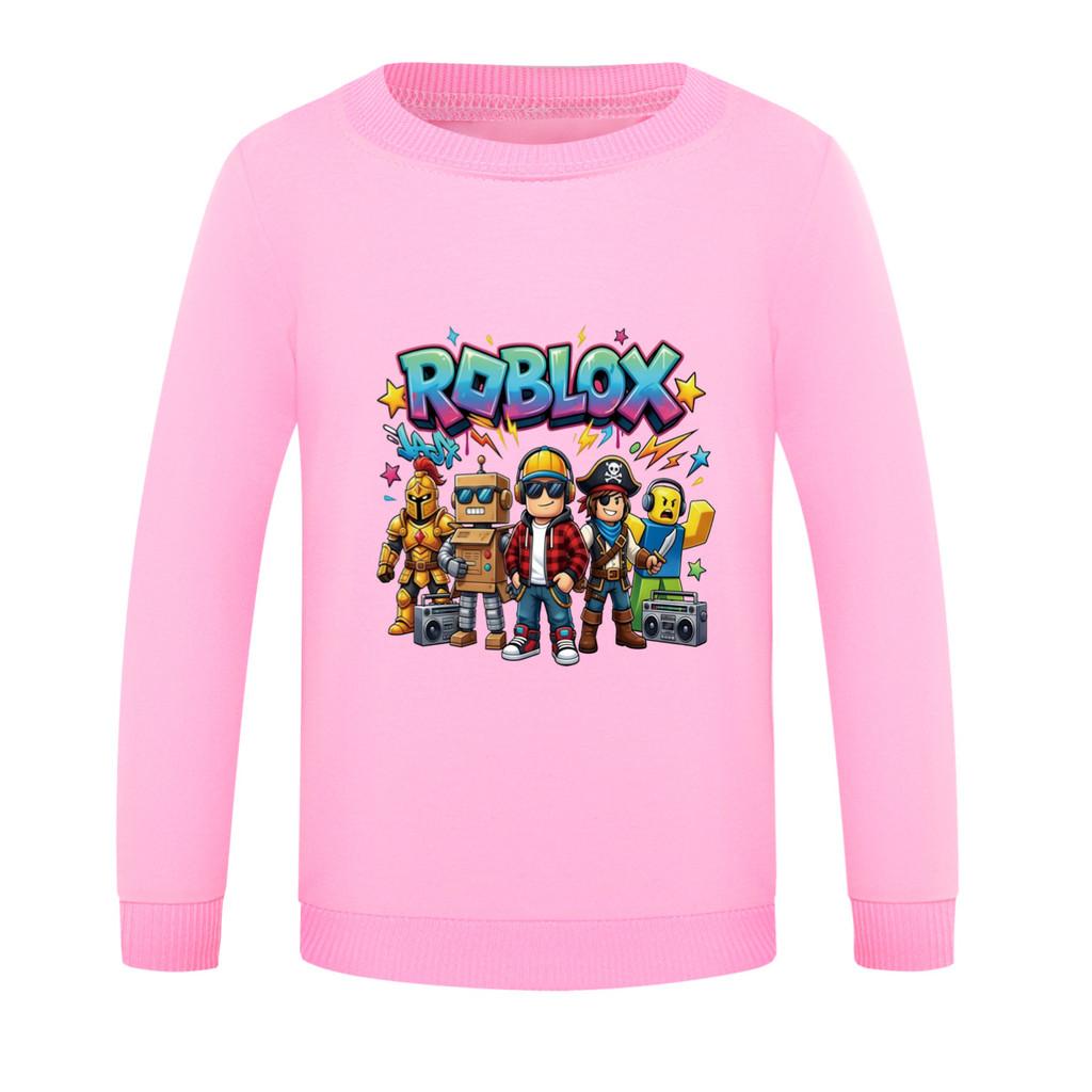 5574 Kids Boys Girls Roblox Print Round Neck Long Sleeves Sweatshirt