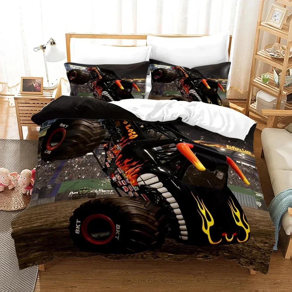 3D Print Anime Monster Jam Bedding Set Single Twin Full Queen King Size Monster Jam F1 Bed Set Teenager Bedroom Duvet cover Sets