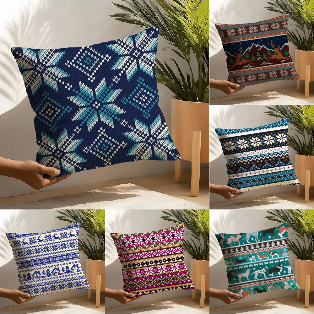 Fashion Fair isle Pillow Case Home Living Room Decoration Linen Pillow Cases Cushion Cover
