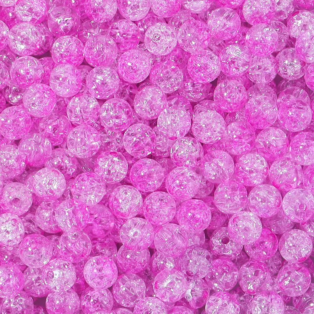 50pcs 8 10mm Acrylic Cracked Crystal Beads Double Color Glass Round Loose Bead For Jewelry Making DIY Bracelet Necklace Earrings