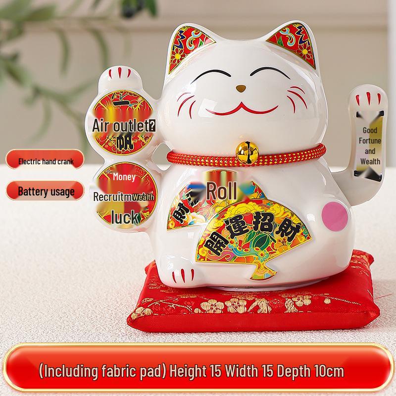 Large Waving Hand Lucky Cat Ornament - Cashier Desk Home Decor Gift