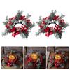 Door Wall Window Christmas Ornament Artificial Pinecone Candlestick Wreaths with Red Berries & Leaf Table Centerpiece