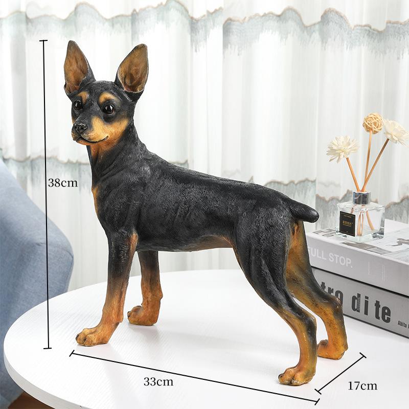 Doberman Pinscher Chihuahua Dog Statue Simulated Animal Ornaments Desk Decoration Creative Puppy Sculpture Room Aesthetic Decor
