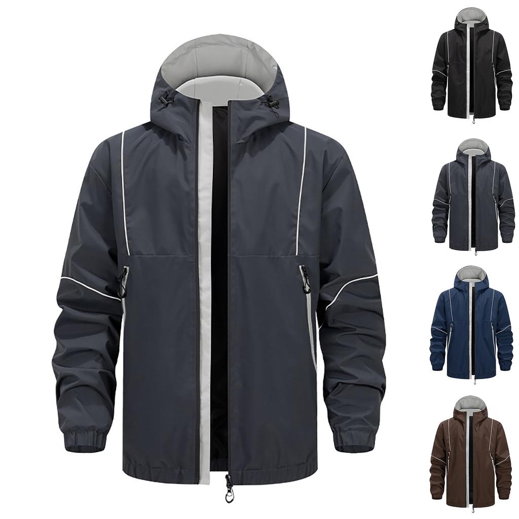 Men'S Loose Jacket Fashionable Multi Pocket Hooded Jacket