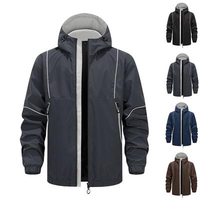 Men'S Loose Jacket Fashionable Multi Pocket Hooded Jacket