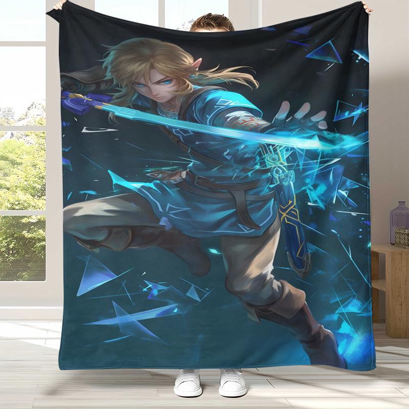Retro Z-Zelda Cartoon Link Spiele Flanelldecke, Ultra Weiche Warme Plüschdecke für Zuhause Schlafzimmer Bett Sofa Abdeckung Camping Picknick Kind