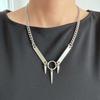 Gothic Punk Cone Spike Cuban Chain Necklace V-shaped Metal Pendant for Men Women Alternative Streetwear Aesthetic Jewelry Gifts
