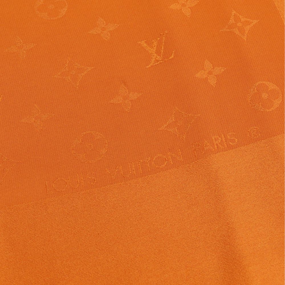 Used LOUIS VUITTON scarf Carre Monaco silk Orange Accessories