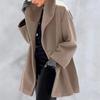 Warmer Winter-Wollmischung-Trenchcoat Mittellanger Übermantel Damen Kapuzen-Pea Coat Einreihig Dicke Jacke Lässig Herbst