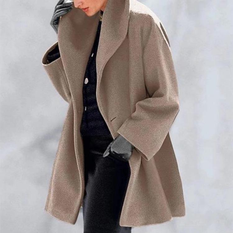 Warmer Winter-Wollmischung-Trenchcoat Mittellanger Übermantel Damen Kapuzen-Pea Coat Einreihig Dicke Jacke Lässig Herbst