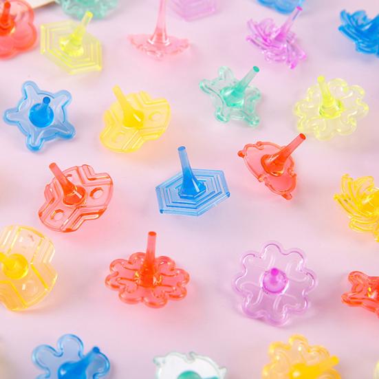 24Pcs Transparent Acrylic Spinning Top Portable Travel Kids Mini Gyroscope Educational Colorful Spinner Toy Toddlers Boys Girls Gift Party Favors