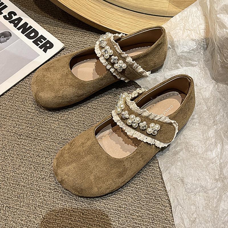 Gentle evening breeze Mary Jane shoes women's 2025 spring new niche matte single shoes with skirts Velcro shoes