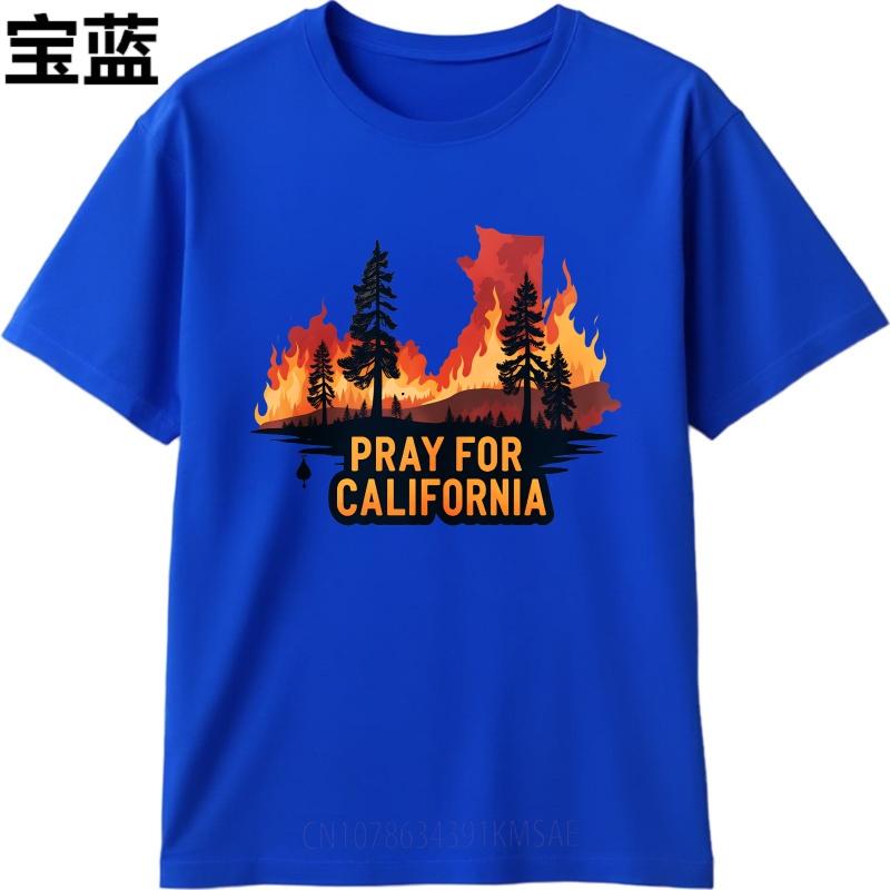 Übergroßes Sommer Herren T-Shirt Kalifornien Feuer Silhouette Bäume Gebet Kurzarm Bequem Rundhals T-Shirt