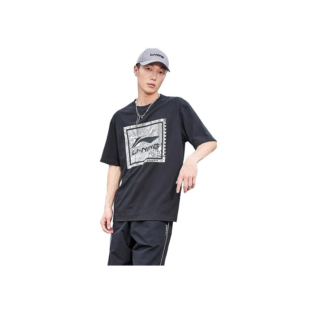 Li-Ning Loose Fit Round Neck Comfortable Printed Letter Logo Sports Casual Short Sleeve T-Shirt Unisex Tops ASCT400-1