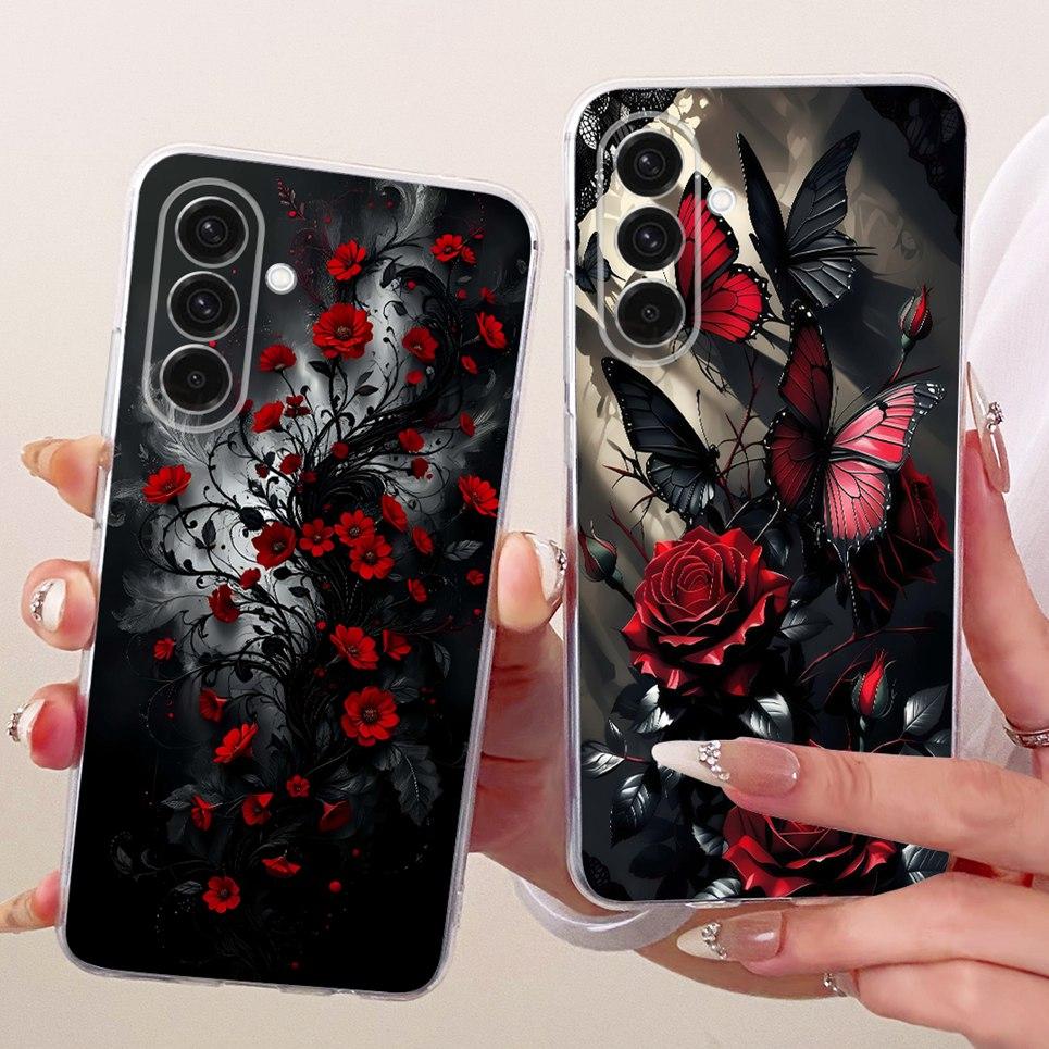 Luxury Flower Butterfly Bow Pattern Casing For Samsung Galaxy A36 A16 A06 4G 5G Back Cover Clear Soft Silicone Phone Case