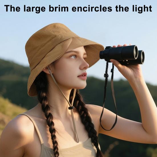 Women Hat Fisherman Style Solid Color Basin Hat with Reflective Stripe Lace-Up Dome Design Bucket Hat