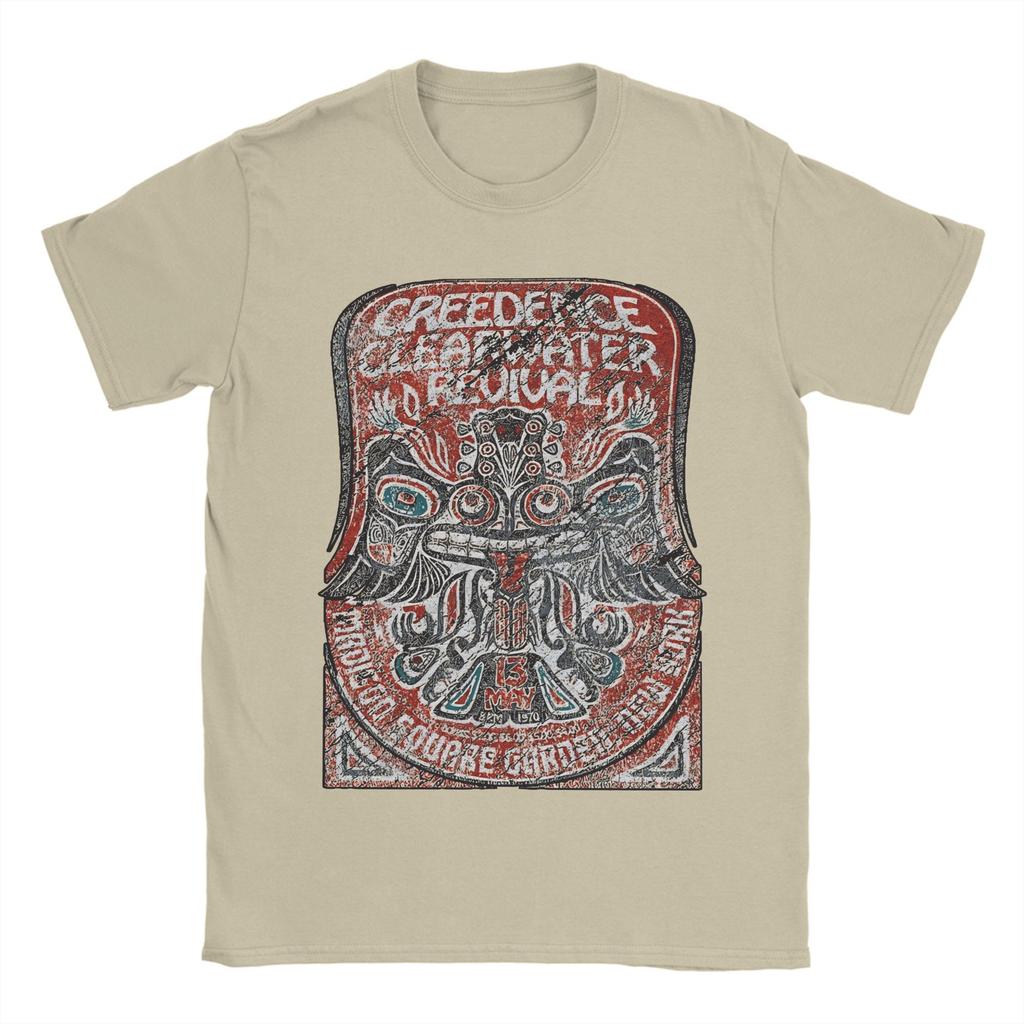 Creedence Clearwater Revivals T Shirts Men Cotton Humorous T-Shirt Round Neck 80s Tees Short Sleeve Tops Graphic