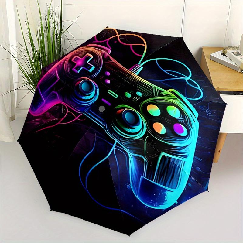

Video Game Controller, Neon Lights Automatic folding umbrella simple eight rib design, bright color pattern, durable iron frame, ideal for