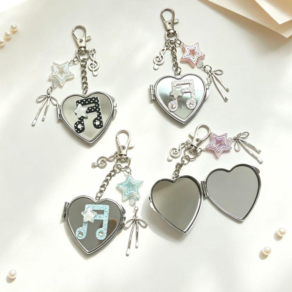 Heart-Shaped Bag Charm Pendant Lightweight Makeup Mirror Accessories Bag Decoration