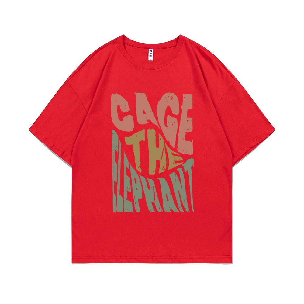 Limited Cage The Elephant Pritn Tshirt Short Sleeve Men Women Fashion Casual Oversized T-shirts Tops Men's Hip Hop Streetwear