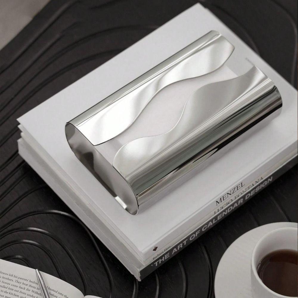 Nordic Tissue Box Stainless Steel Tissue Case Minimalist Mirror Napkin Holder  Kitchen