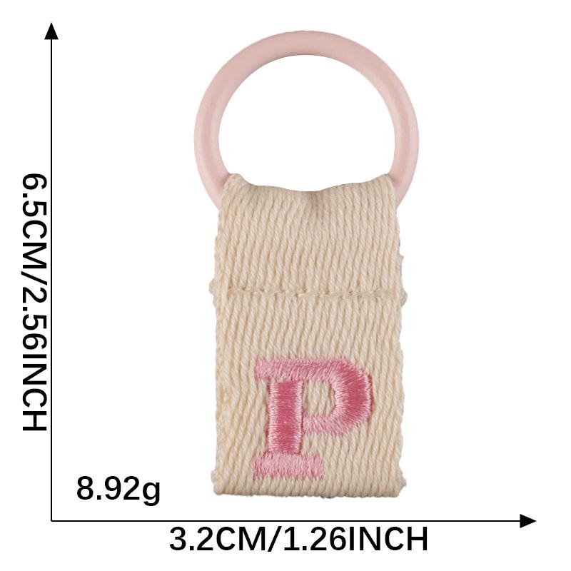 Korean-Inspired Couple Name Tag Backpack Keychain with 26 Letters Embroidered Ribbon