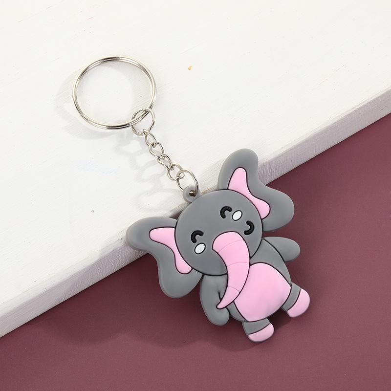 Cartoon Elephant PVC Keychain Pendant - Soft Rubber Animal Design
