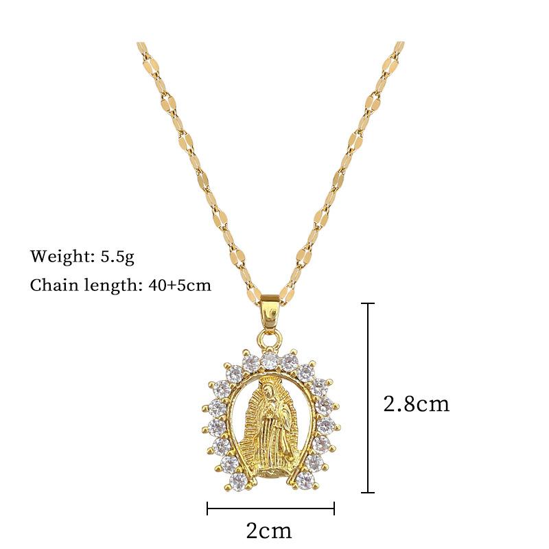 Stainless Steel Chain Classic Luxury Zircon Virgin Mary Pendant Necklace for Women Men Fashion Cool Jewelry Accessories Gifts