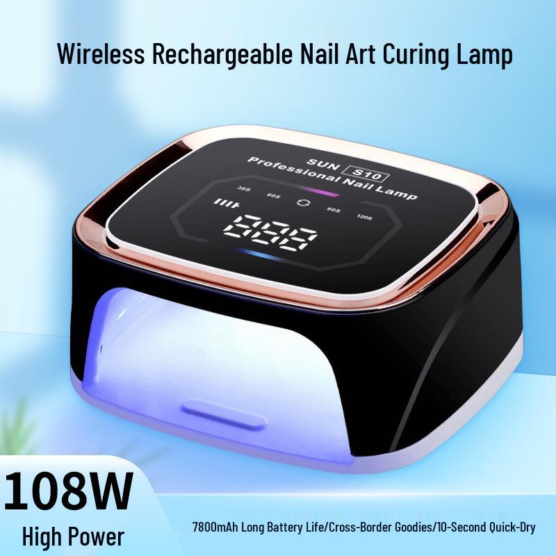 S10 High-Power Wireless 108W Rechargeable Nail Lamp for Phototherapy and Nail Art