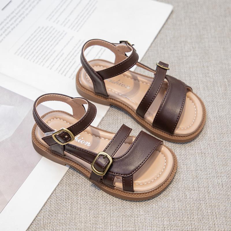 Children's Summer Sandals Hollow-out Woven Fashion Girls Beach Sandals Simple Fashion Kids Causal Flats Shoes Size 26-36